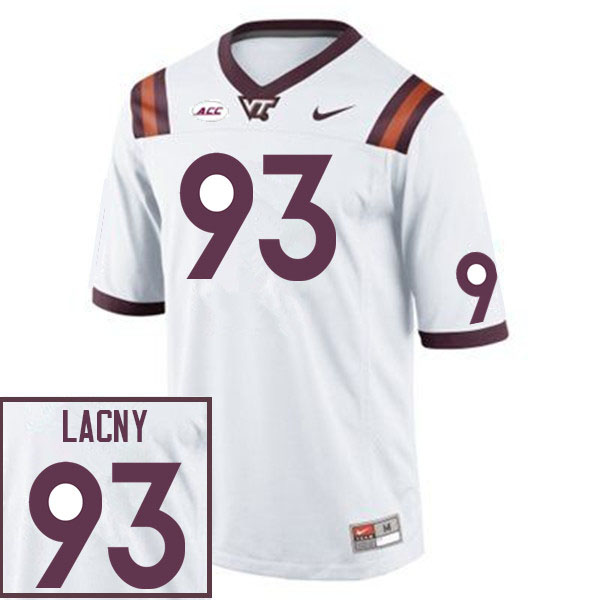Men #93 Lance Lacny Virginia Tech Hokies College Football Jerseys Sale-White - Click Image to Close